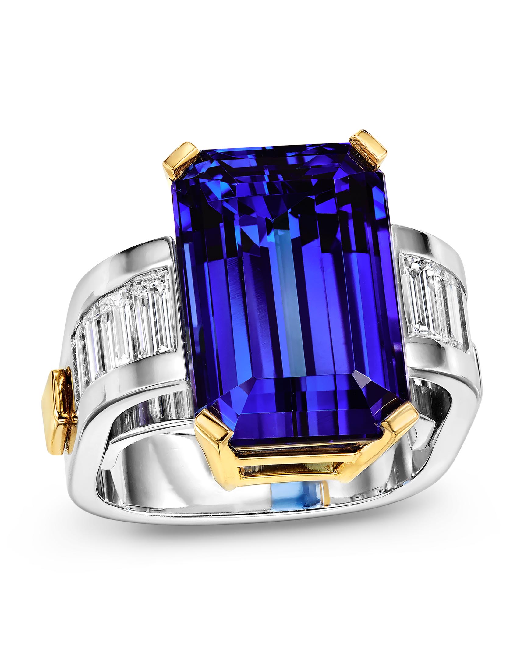 Tanzanite and Baguette Diamond Adjustable Ring