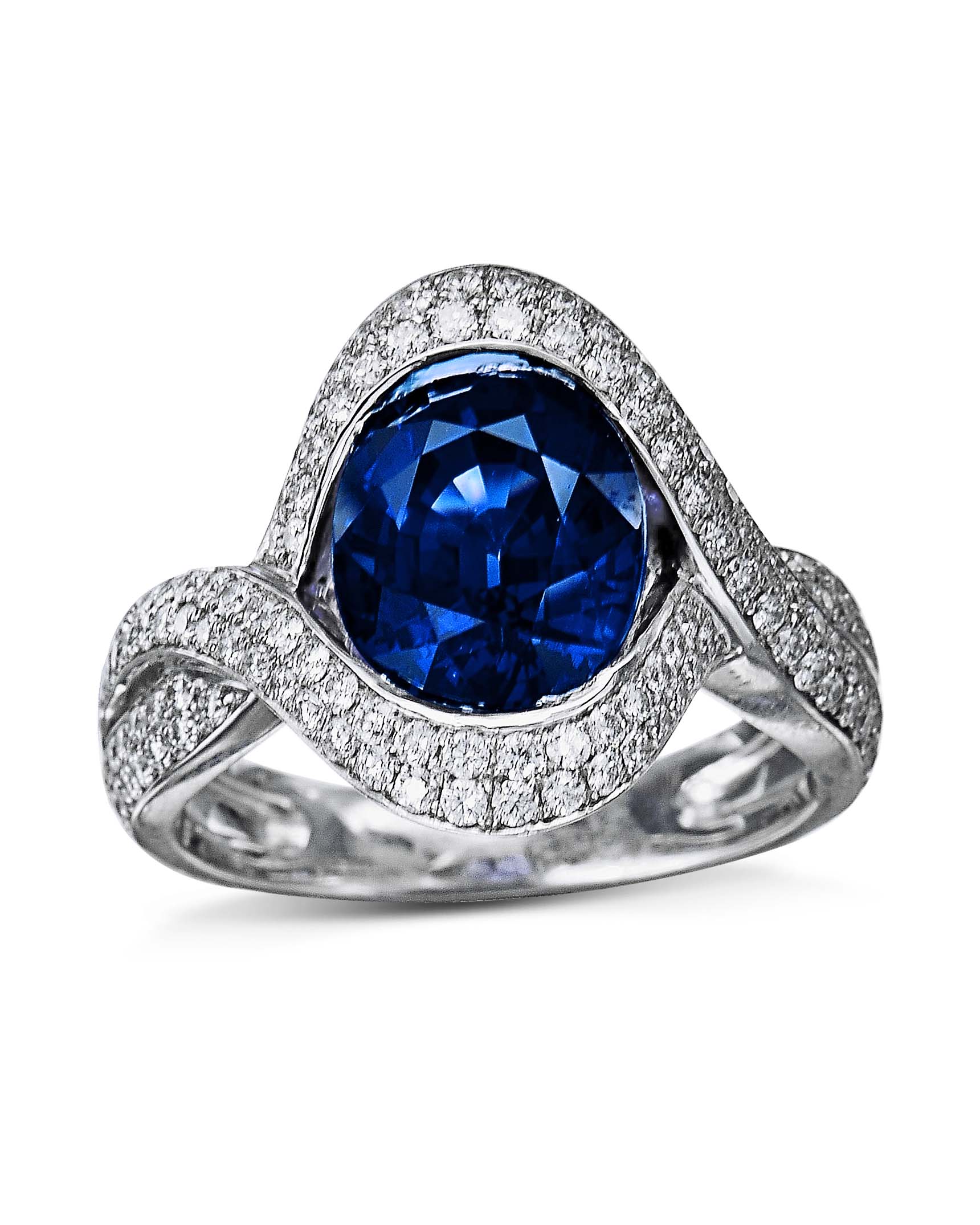 Sapphire Pavé Diamond Ring