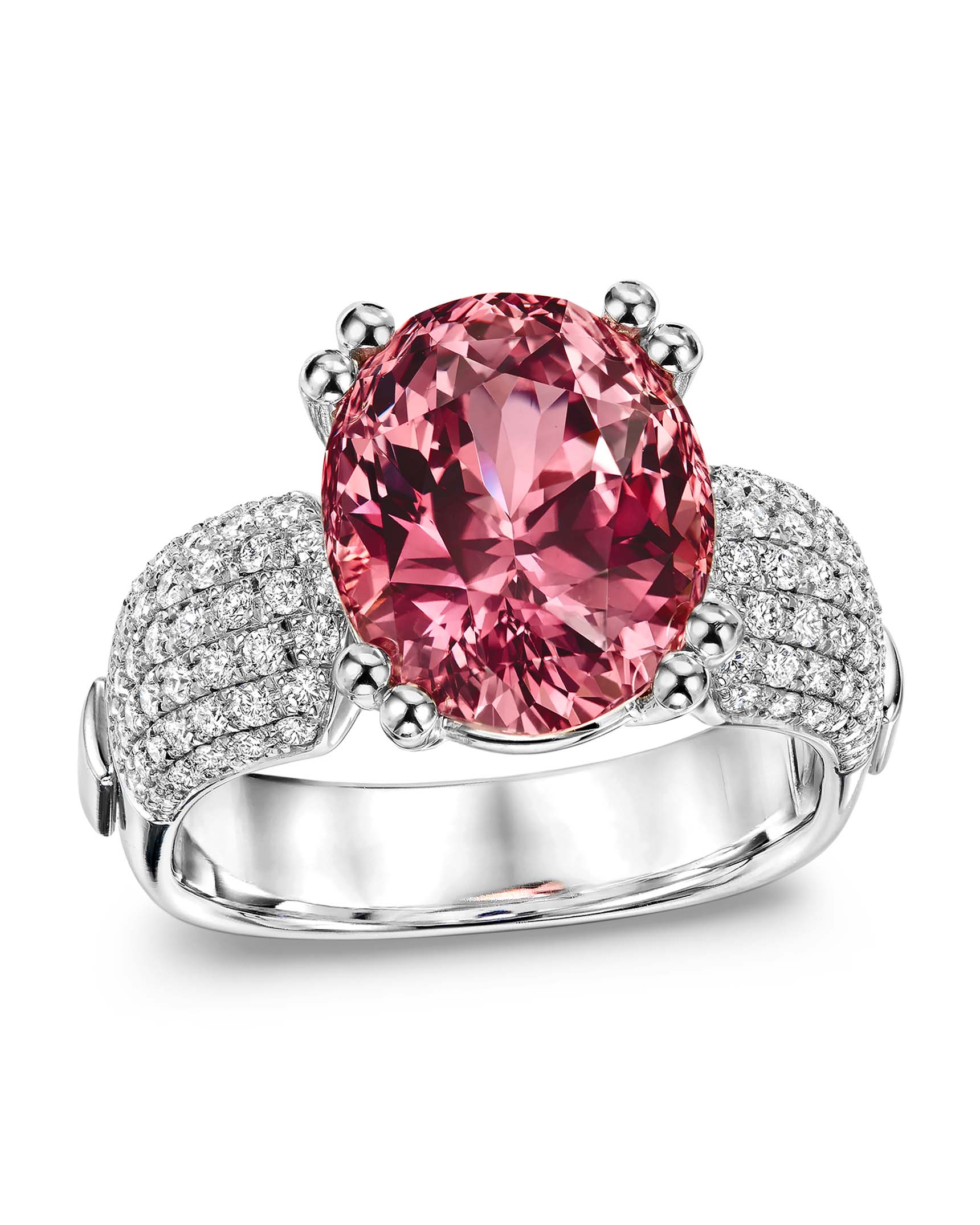 Oval Lavender Sapphire and Pavé Diamond Adjustable Ring