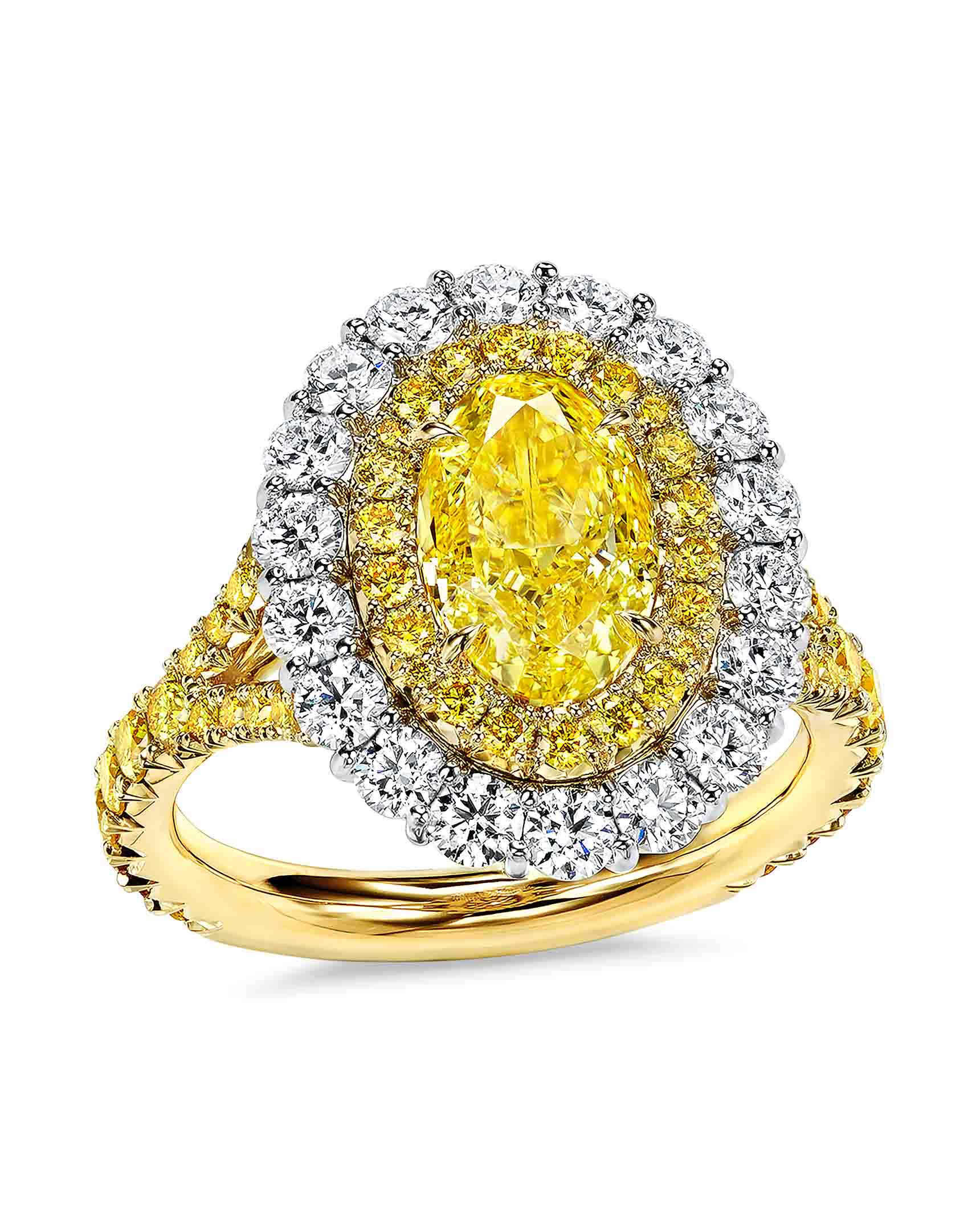 Oval Fancy Intense Yellow Diamond Ring